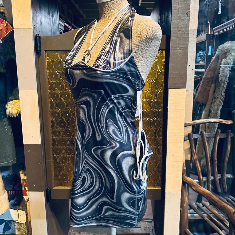 Sharron Leslie Black and Gray Swirl Festival Dress w/ Matching Underwear